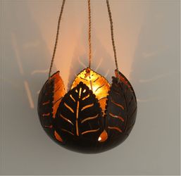 Guru-Shop Windlicht Kokosnuss Teelicht zum Hängen, günstig online kaufen