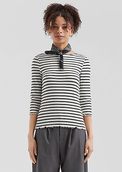 QS 3/4-Arm-Shirt T-Shirt Ringelshirt mit Rippstruktur günstig online kaufen