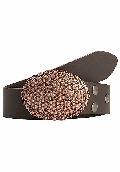 Rettungsring Gürtel Ledergürtel mit austauschbarer Schließe "Oval Nieten Ku günstig online kaufen