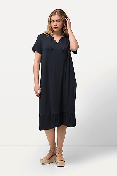 Ulla Popken Jerseykleid Jersey-Midikleid A-Linie Tunika-Ausschnitt günstig online kaufen