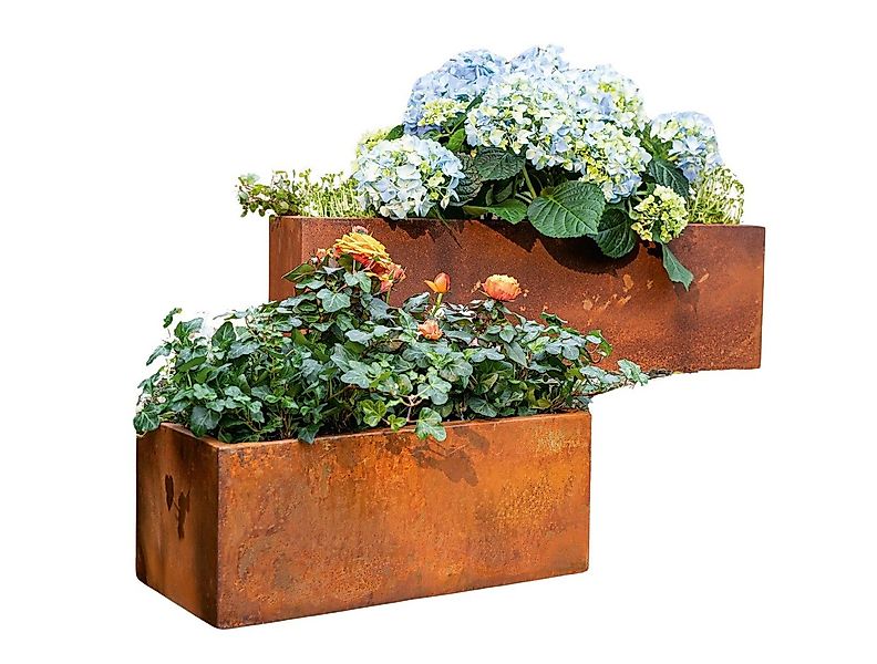 Dekoleidenschaft Blumenkasten aus Metall mit Rost Finish, Outdoor Pflanzkas günstig online kaufen