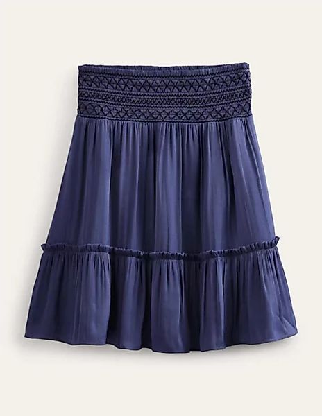 Minirock mit geraffter Taille Damen Boden, Nachtblau günstig online kaufen