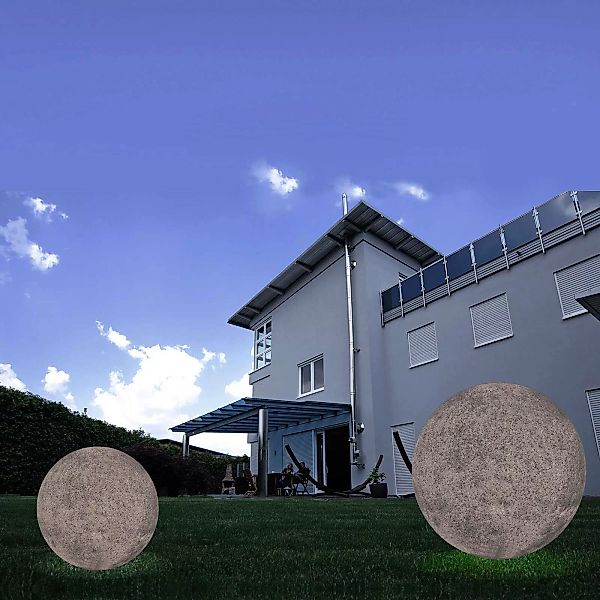 Außen-Kugelleuchte mit Erdspieß, granit, Ø 56cm günstig online kaufen