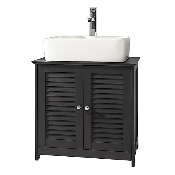SoBuy Waschbeckenunterschrank mit 2 Türen MDF Grau 60 cm FRG237-DG günstig online kaufen