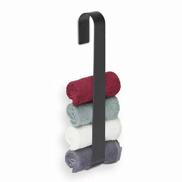 relaxdays Handtuchhalter ohne Bohren Edelstahl schwarz günstig online kaufen