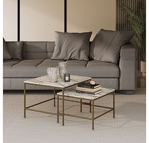 Vicco Couchtisch Ramio, Weiß/Gold, 60 x 60 cm 2 Teile (2-St) günstig online kaufen
