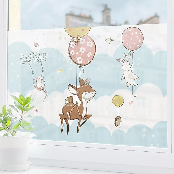 Fensterfolie Luftballon Wolken Tiere - Reh günstig online kaufen