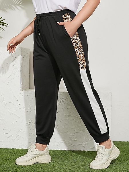 YOINS Plus Größe Black Hose mit Leoparden-Kordelzug und Taschen günstig online kaufen