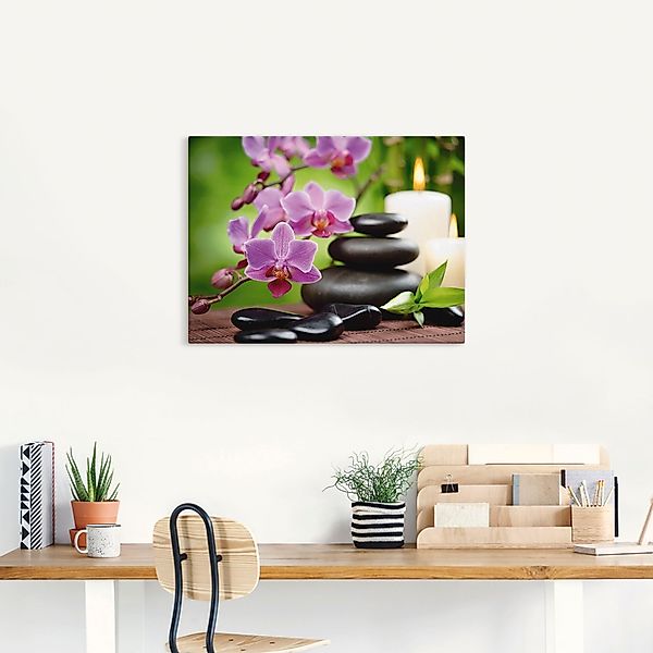 Artland Wandbild "Zen Basaltsteine und Bambus auf Holz", Zen, (1 St.), als günstig online kaufen