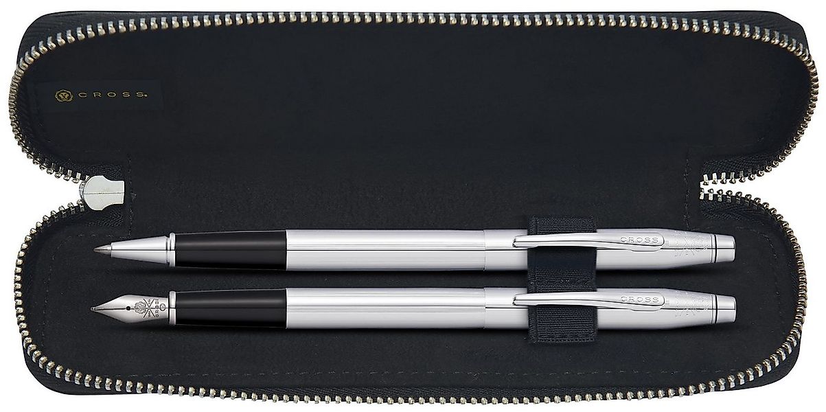 CROSS Federmäppchen Cross Lederetui aus Kalbsleder Schwarz, für 2 Schreibge günstig online kaufen