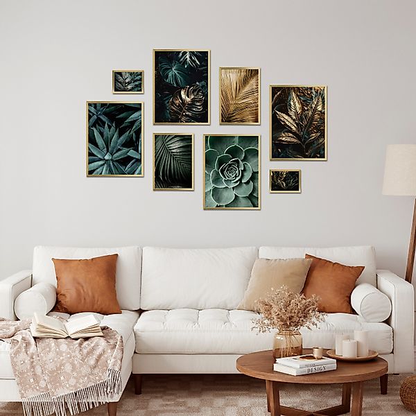 ARTFAVES Bilder-Collage Poster Set - GOLD PLANT HARMONY I Pflanzen Schwarz günstig online kaufen