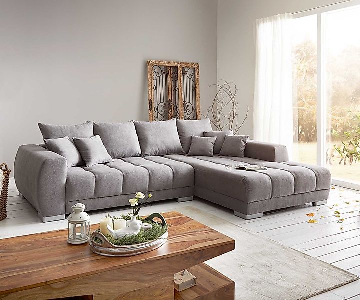 DELIFE Ecksofa Josea, Mikrofaser Steingrau 300x220 günstig online kaufen