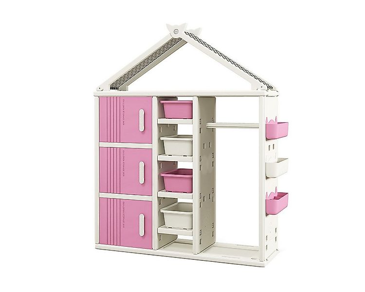 COSTWAY Kinderregal, Spielzeugregal in Hausform mit Boxen und Schubladen günstig online kaufen