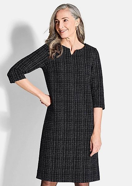 GOLDNER Jerseykleid Kurzgröße: Midi Baumwollkleid mit Karomuster Taillierte günstig online kaufen