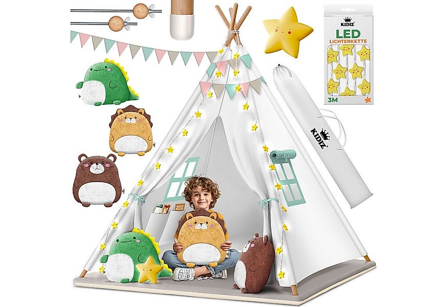 KIDIZ Spielzelt Tipi Zelt für Kinder aus Baumwolle 100x100x160cm Kinderzelt günstig online kaufen