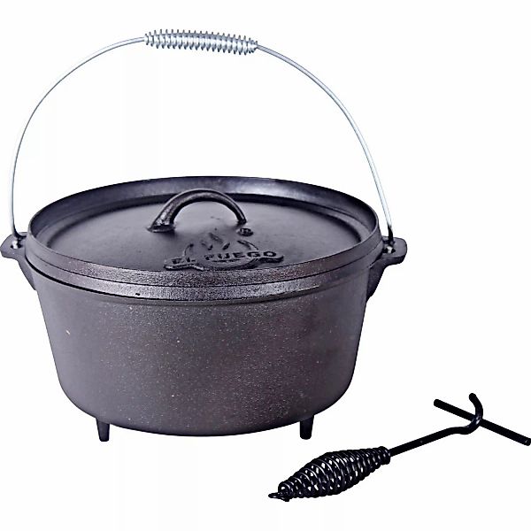 El Fuego Dutch Oven 11,28 l Schwarz inkl. Deckelheber und Transportbügel günstig online kaufen