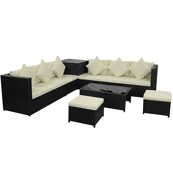 vidaXL 8-tlg Garten-Lounge-Set mit Kissen Poly Rattan Schwarz Modell 78 günstig online kaufen