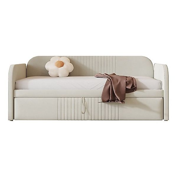 HAUSS SPOLE Polsterbett 90/180x190 cm Ausziehbares Schlafsofa mit Streifen, günstig online kaufen