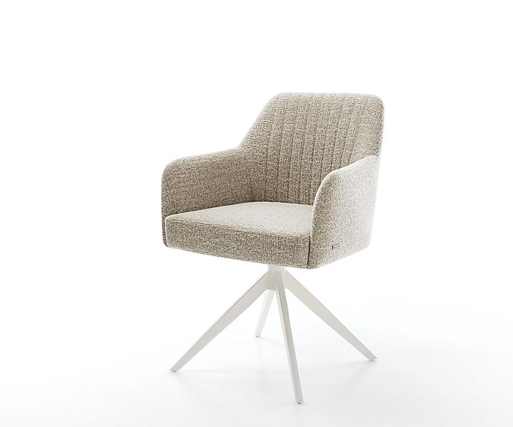 Drehstuhl Greg-Flex Webstoff Soft Beige Kreuzgestell breit Weiß 360° drehba günstig online kaufen