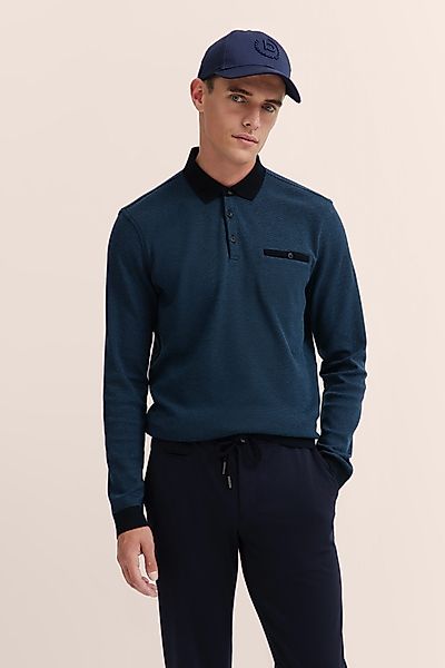 bugatti Langarm-Poloshirt mit Strukturkragen günstig online kaufen