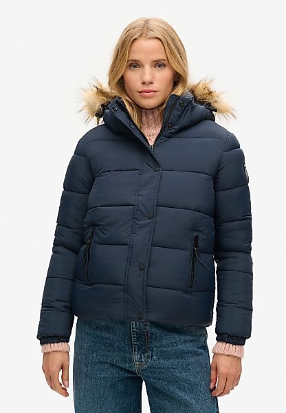 Superdry Steppjacke "FAUX FUR SHORT HOOD PUFFER", mit Kapuze günstig online kaufen