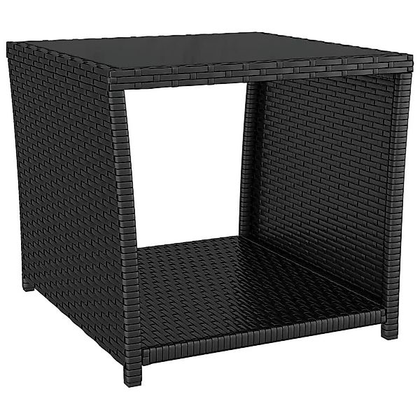 vidaXL Gartentisch Beistelltisch mit Glasplatte Schwarz günstig online kaufen