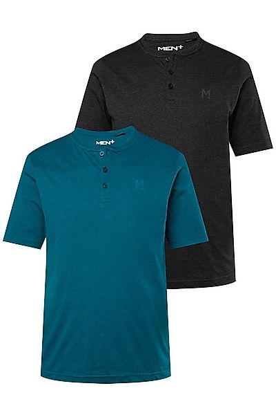 Men Plus T-Shirt Henley 2er-Pack Basic Halbarm Rundhals günstig online kaufen