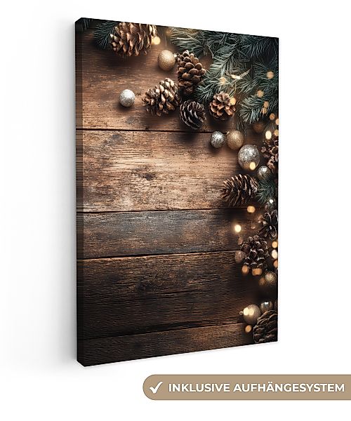 OneMillionCanvasses® Leinwandbild Weihnachts-Eckdekoration - Tannenzapfen - günstig online kaufen