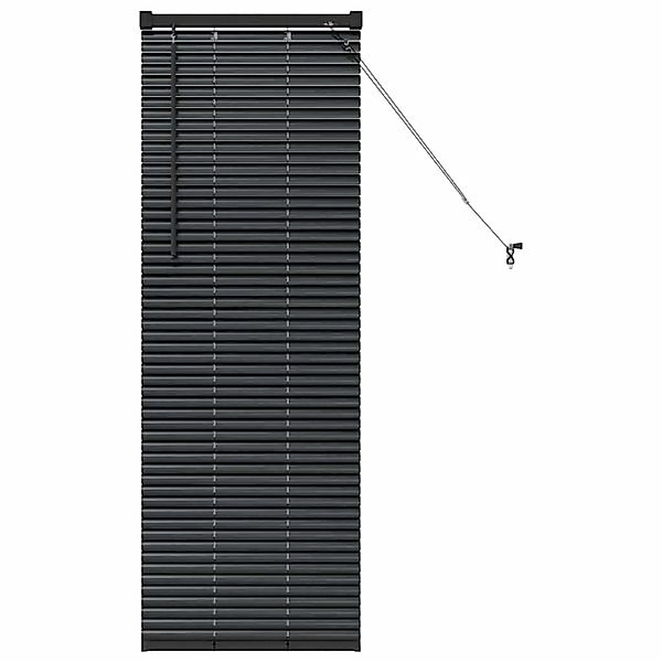vidaXL Balkenjalousien mit Vorhängen Schwarz 130 x 55 cm Aluminium 42006113 günstig online kaufen