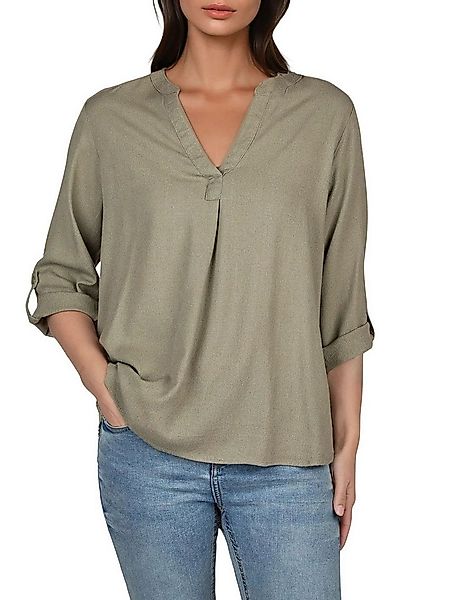 DENIMFY Hemdbluse Damen Leinen Bluse DFSara Regular Fit Tunika mit V-Aussch günstig online kaufen