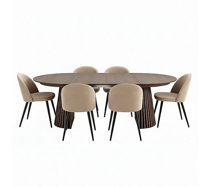 ebuy24 Essgruppe Tokyo Essgruppe Esstisch smoked, 6 Stühle aus beig, (7-tlg günstig online kaufen