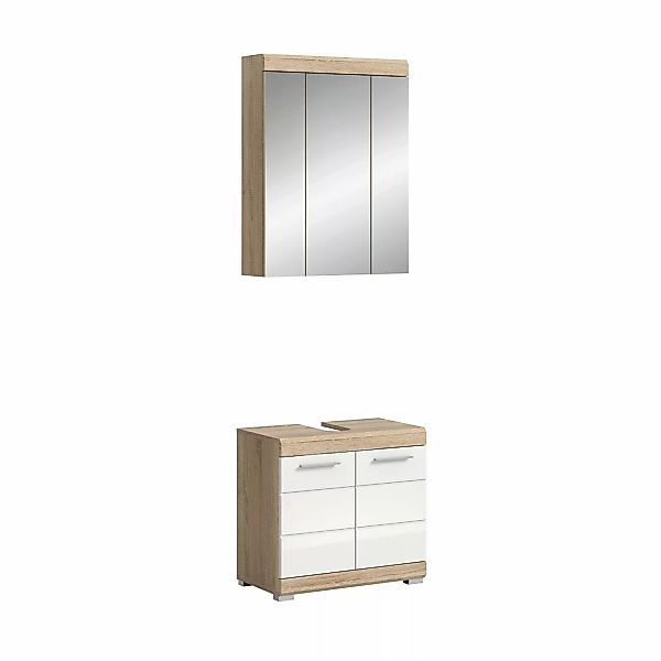 Badkombination 60 cm x 191 cm x 34 cm Sonoma-Weiß 2-tlg. günstig online kaufen