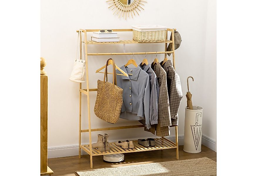 HOMCOM Kleiderständer mit zwei Kleiderhaken, Kleiderstange, 2 Ablagen, (Jac günstig online kaufen