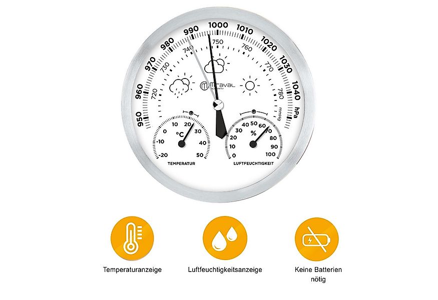 Miraval Klimamesser Design Analoge Wetterstation 130 mm, Hygrometer, Barome günstig online kaufen