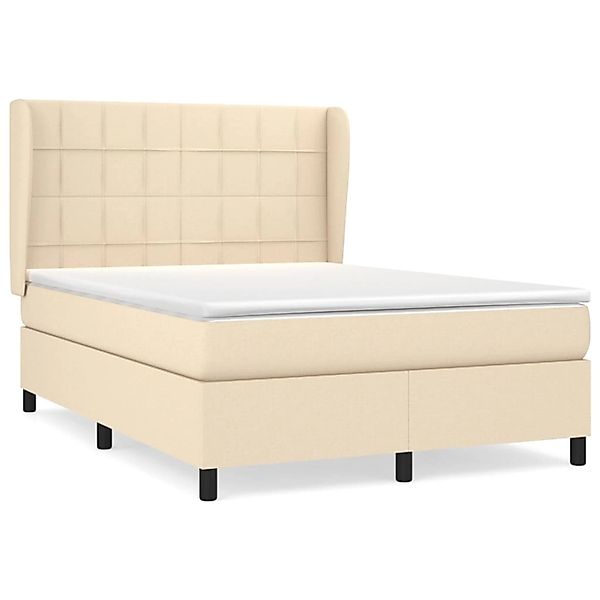 vidaXL Boxspringbett mit Matratze Creme 140x190 cm Stoff 3127962 günstig online kaufen