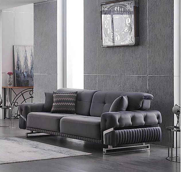 Xlmoebel Sofa Luxuriöses Dreisitzer-Sofa in Grau als Teil einer kompletten, günstig online kaufen