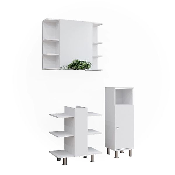 Vicco Badmöbel-Set Fynn Weiß 3 Teile mit Midischrank Opt 2 günstig online kaufen