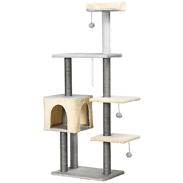 PawHut Kratzbaum für Katzen 156cm hoch mit Liegebett, Höhle und Sisal-Kratz günstig online kaufen