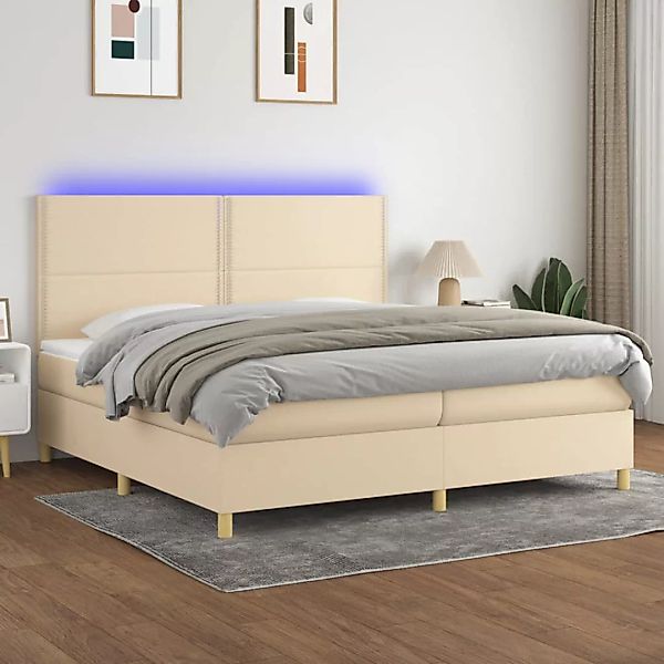 Vidaxl Boxspringbett Mit Matratze & Led Creme 200x200 Cm Stoff günstig online kaufen