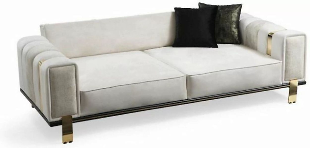 Casa Padrino Sofa Luxus Wohnzimmer Sofa mit verstellbarer Rückenlehne Weiß günstig online kaufen