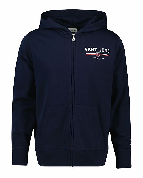 Gant Kapuzensweatjacke "GRAPHIC FULL ZIP HOODIE", Kängurutasche, Rippbündch günstig online kaufen