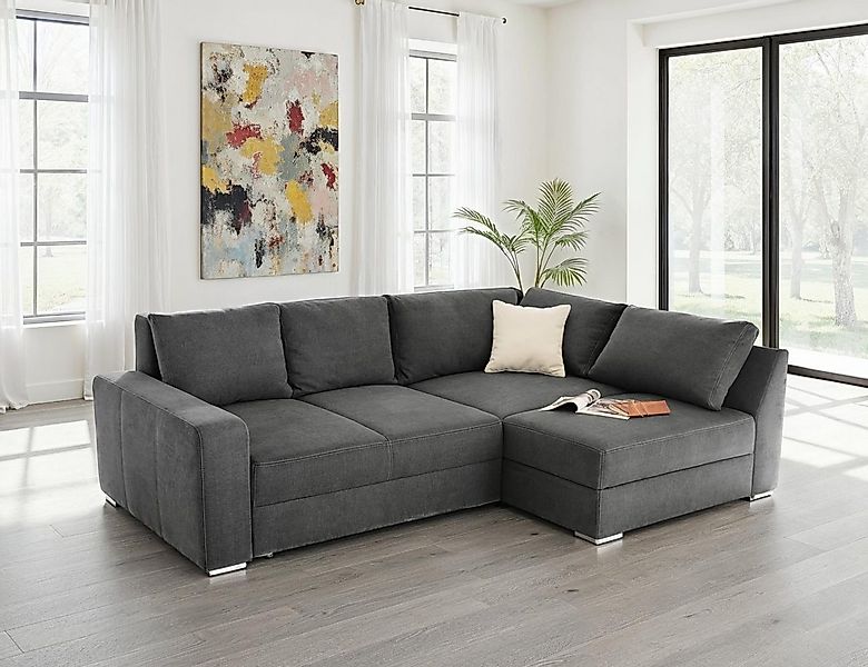 luma-home Ecksofa 15107, Dauerschläfer B260/T181/H88 cm mit 2 Bettkästen, O günstig online kaufen