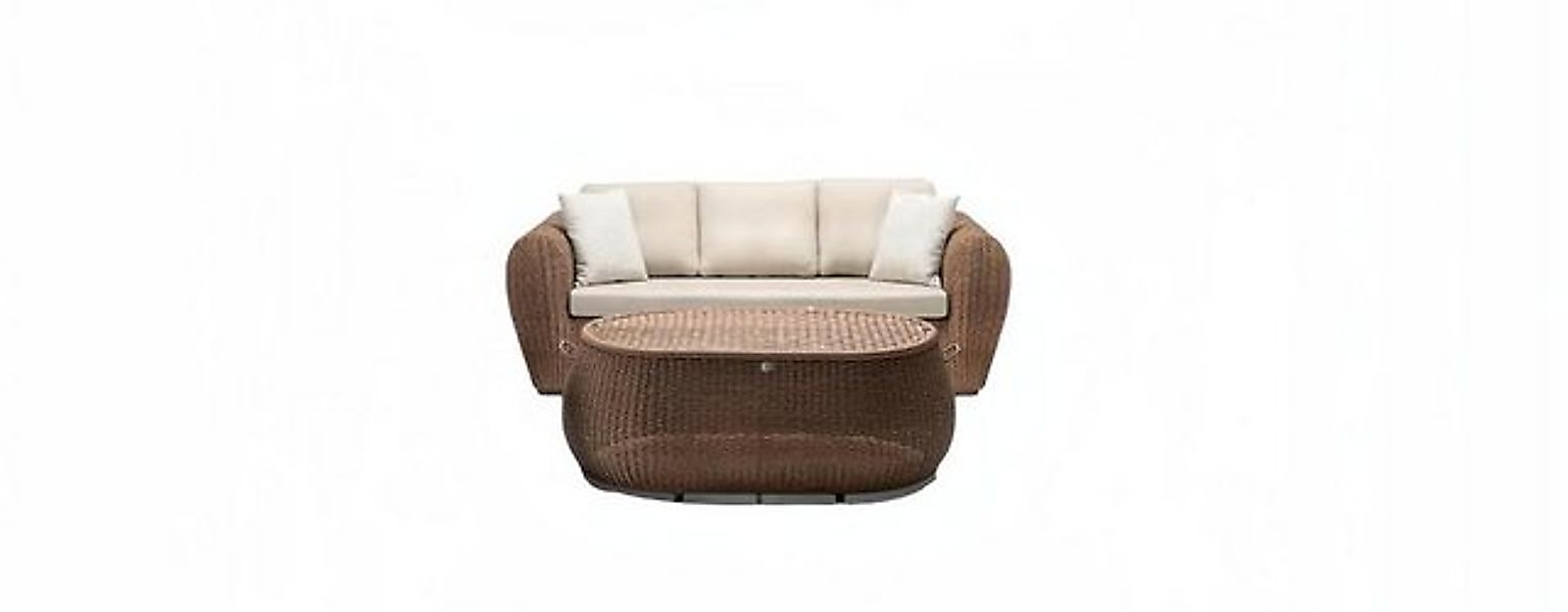 JVmoebel Sofa Sofa 3 Sitzer Couchtisch Garnitur Sofas Dreisitzer Rattan Tis günstig online kaufen