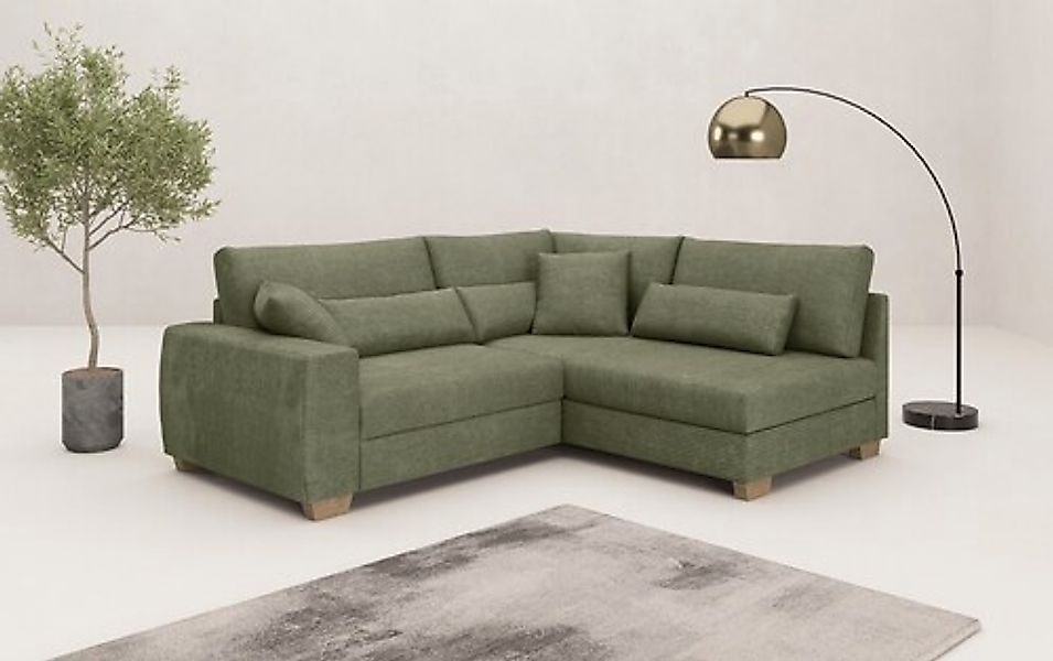 Mr. Couch Ecksofa »Hilla L-Form« Mit Federkern, wahlweise mit Bettfunktion günstig online kaufen