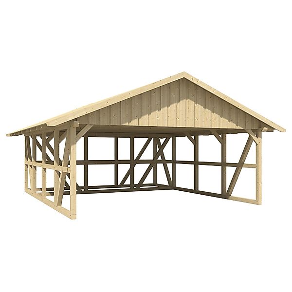 Skan Holz Carport Schwarzwald m. Dachschalung u. Abstellr. C 684 x 772 cm N günstig online kaufen