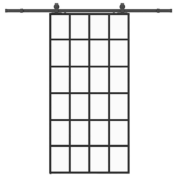 vidaXL Schiebetür mit Beschlag Schwarz 102x205 cm ESG-Glas 3375935 günstig online kaufen