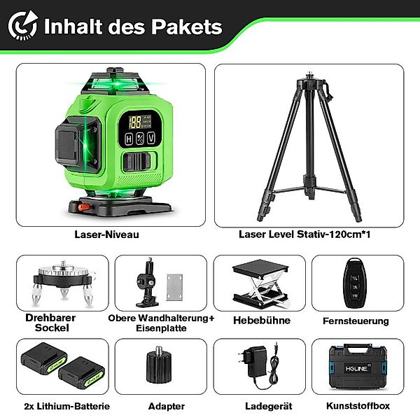 ONEVAN Laserwasserwaage Selbstnivellierende Laser Wasserwaage 4x360° günstig online kaufen