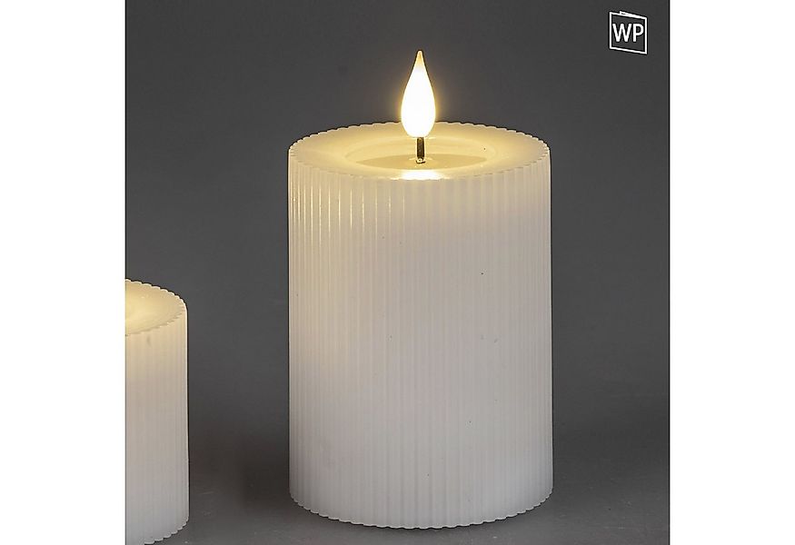 formano LED-Kerze Streifen, Mit Timerfunktion, Weiß, Motiv: Rillen günstig online kaufen
