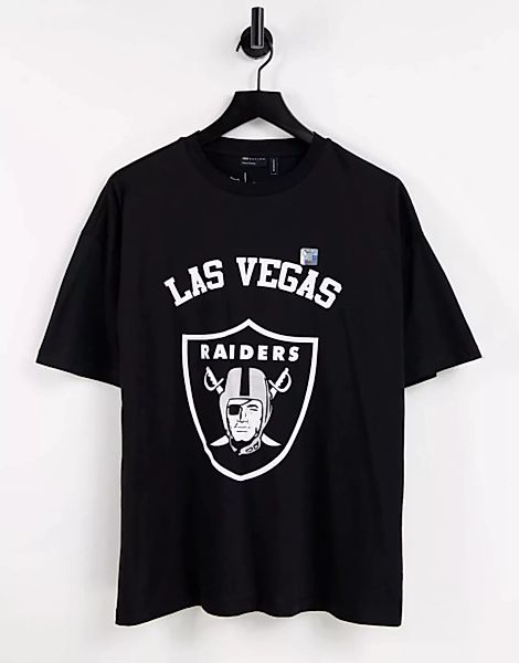 ASOS DESIGN – Oversize-T-Shirt mit Raiders-Print in Schwarz günstig online kaufen