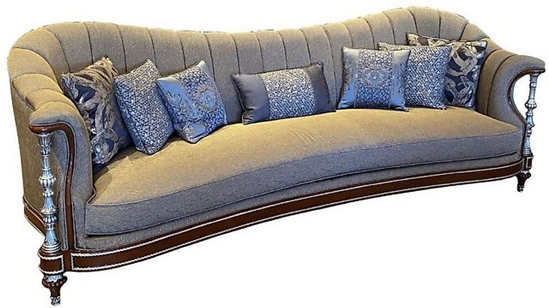 Casa Padrino Sofa Luxus Barock Wohnzimmer Sofa Grau / Braun / Silber 280 x günstig online kaufen